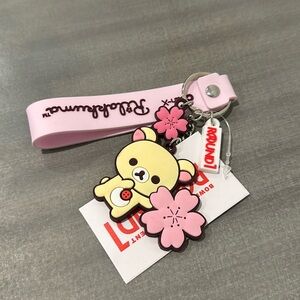 NWT Rilakkuma Cherry Blossom Bear Keychain